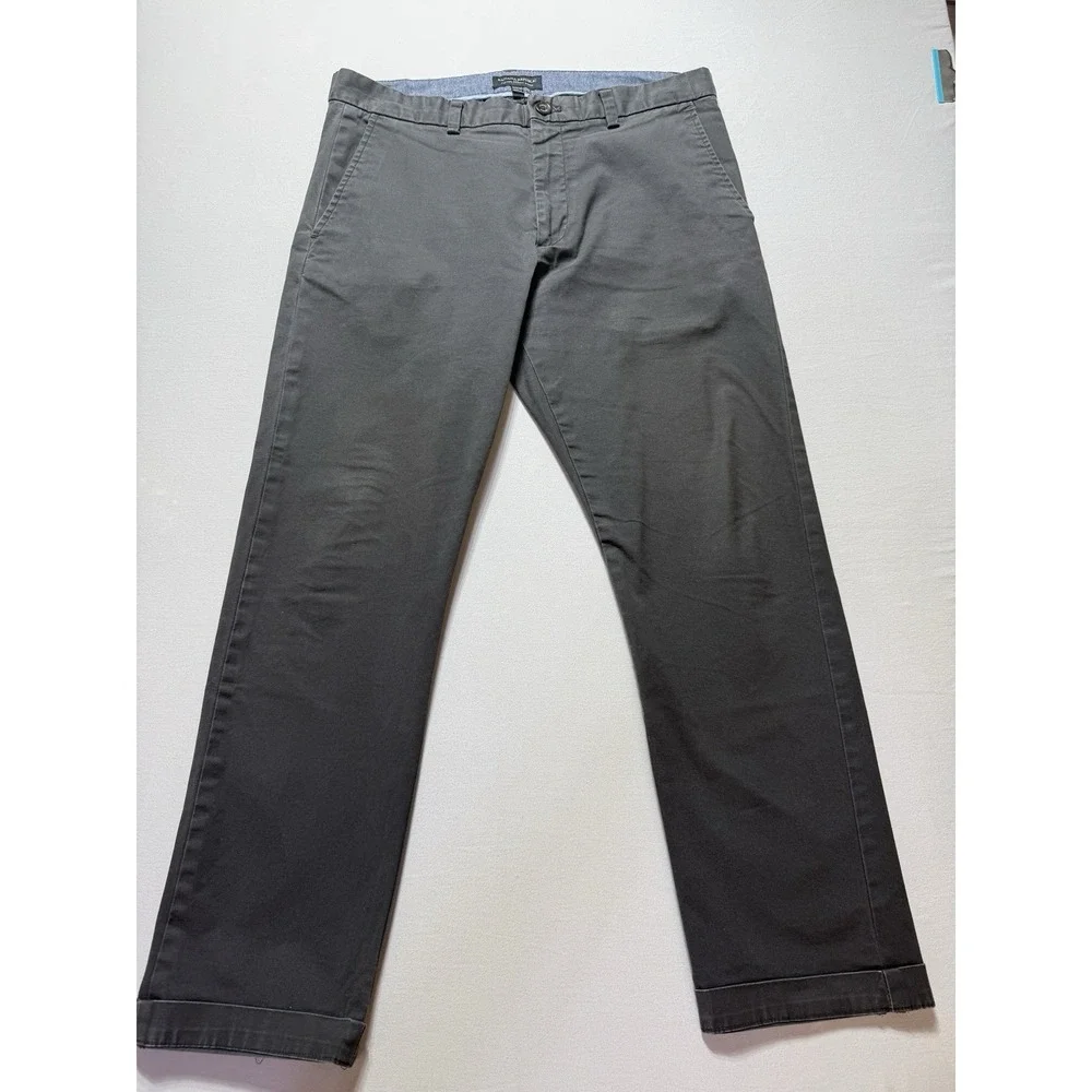 Banana Republic Men's Skinny Fit Stretch Chino Pants Gray 34W Flat Front